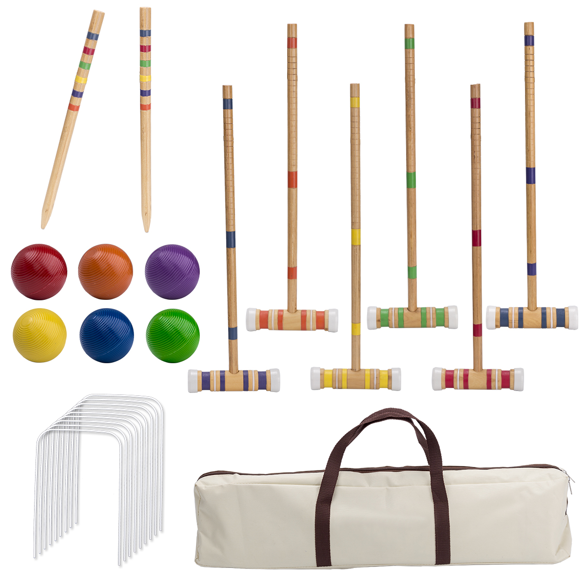 Croquet Set Lawn - Ahşap Tokmaklı Altı Oyunculu Kroket Seti,