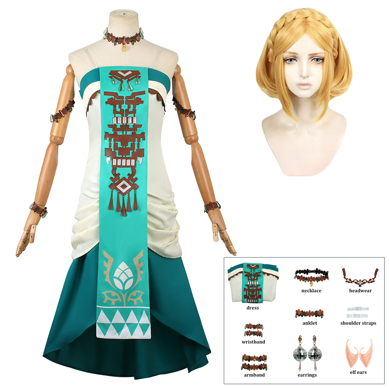 Zelda Party Games - Prenses Zelda Cosplay Kostüm Peruk Kadın