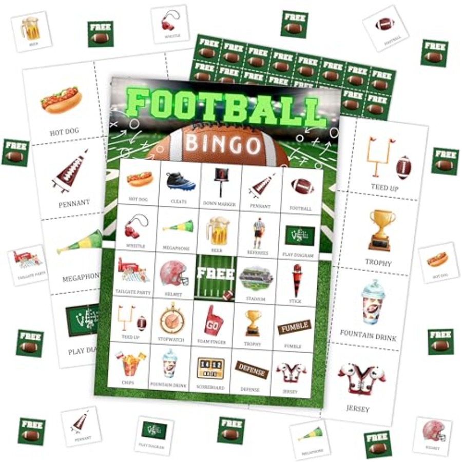 Party Games Large Groups - Futbol Partisi Bingo Oyun Kartı, Yetişkinler